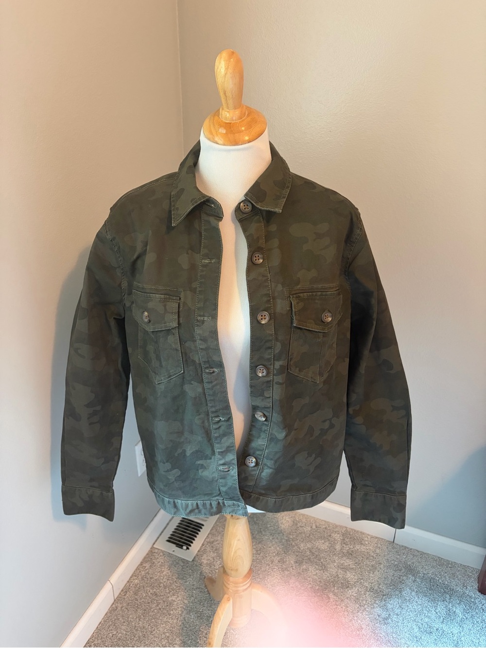 CAbi Olive Green Camo Jean Amelia Jacket #6781